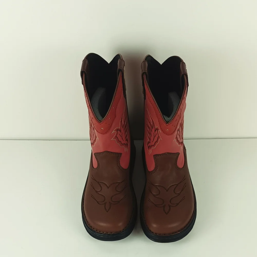 Double H Cowboy Boots - Brown and Pink Redsizr 8M - Picture 1 of 5